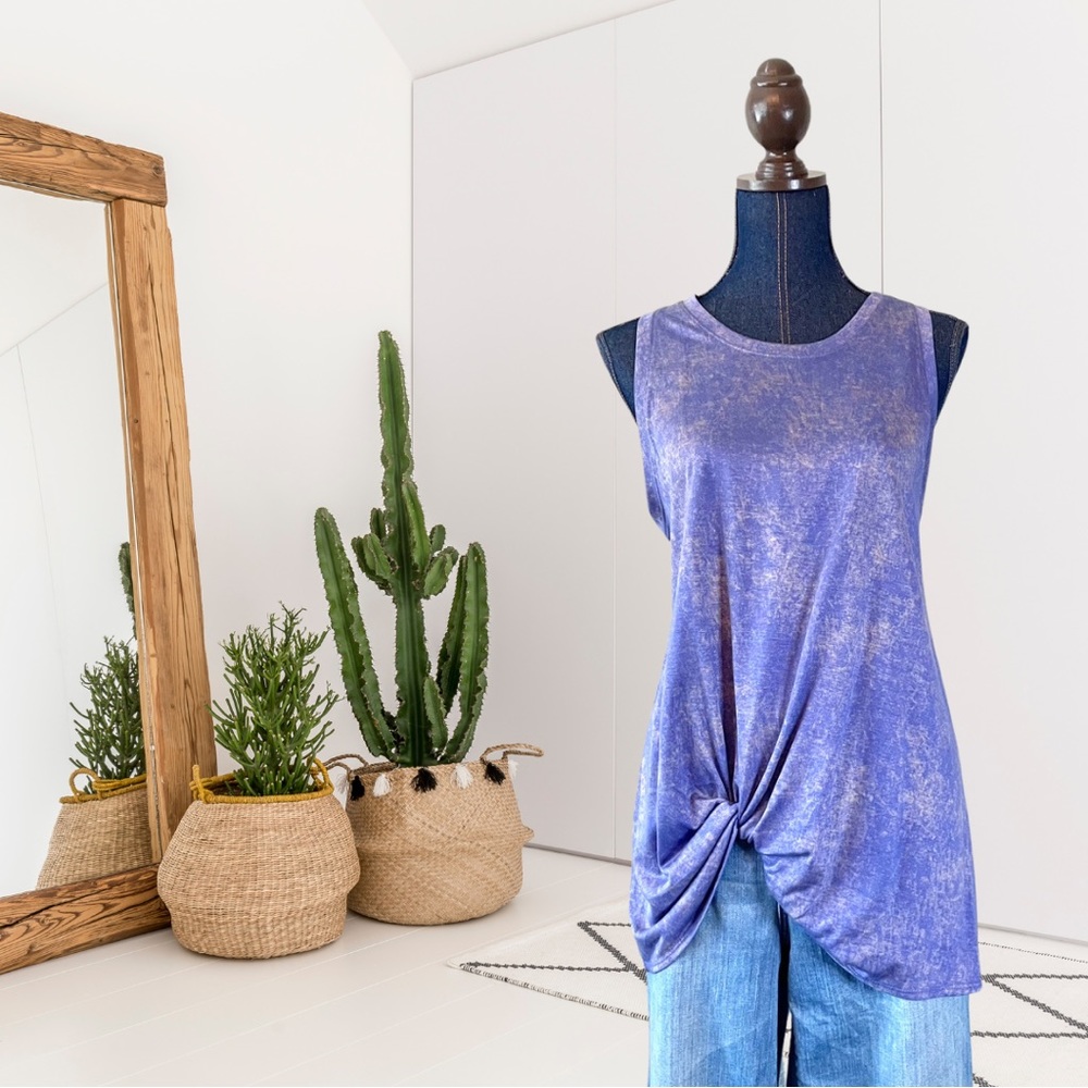 Zella Sleeveless Twist Front Metallic Tank Top